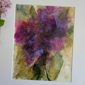 Dipinto ad acquerello di cespuglio di lillà iridescente/CottageCore Botanical Floral Art"Dipinto ad acquerello moderno 9x12 pollici - Decorazione/Massimalista vittoriano