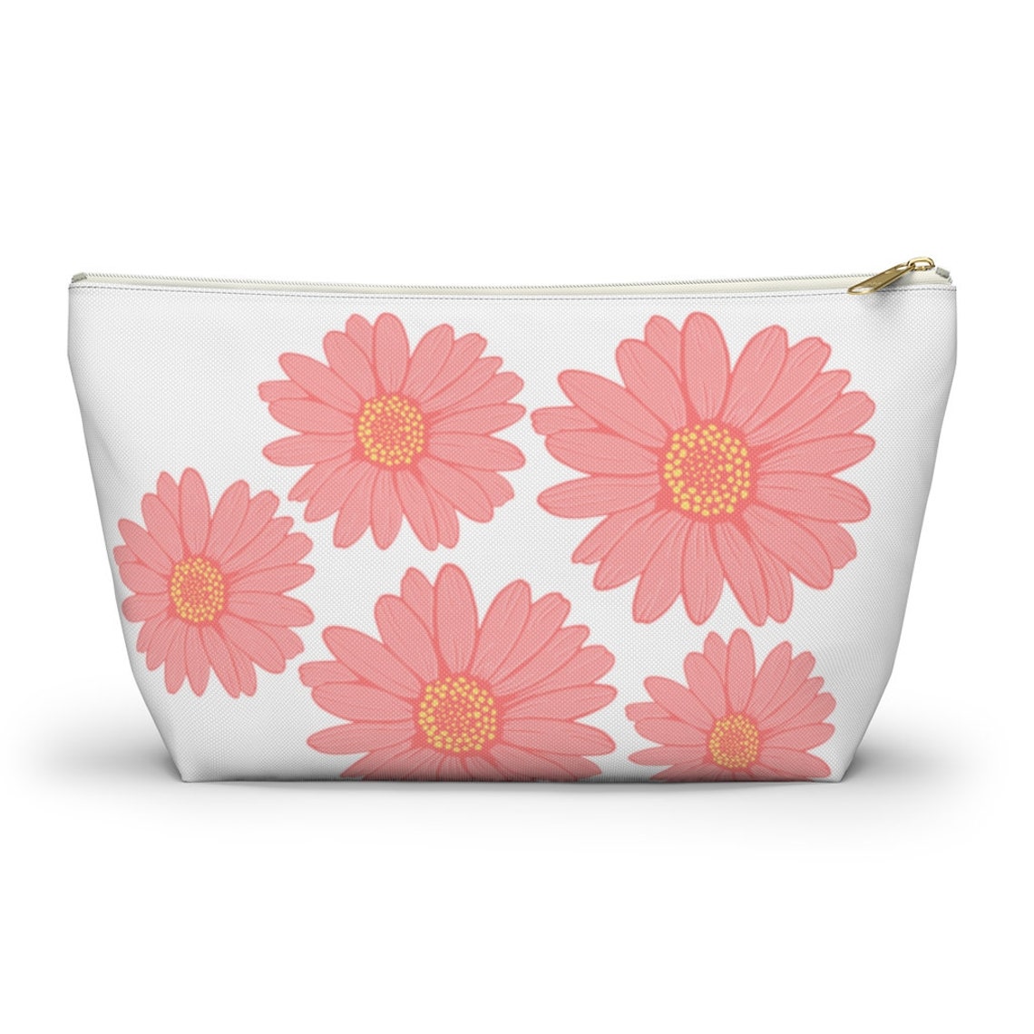 Pink Daisy Accessory Pouch w Tbottom Etsy