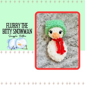 Low Sew Bitty Snowman Crochet Pattern, Crochet Snowman Plushie Pattern, Flurry the Bitty Snowman Crochet Plush Pattern Low Sew, Mini Snowman