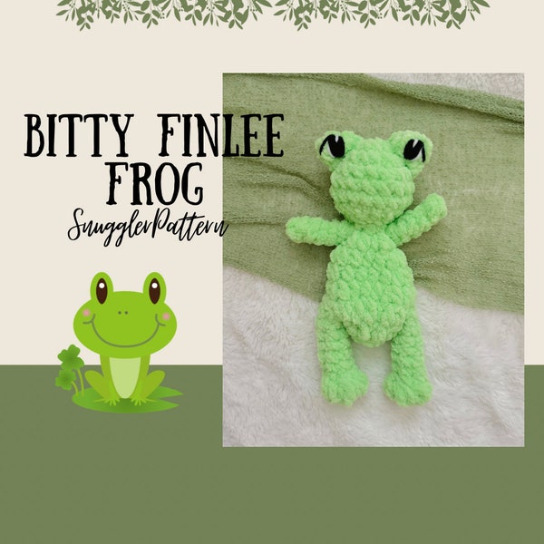 Bitty Finlee Frog Snuggler Pattern, Frog Crochet Pattern, Crochet Frog Lovey Pattern, Frog Snuggler Pattern, Crochet Frog Pattern