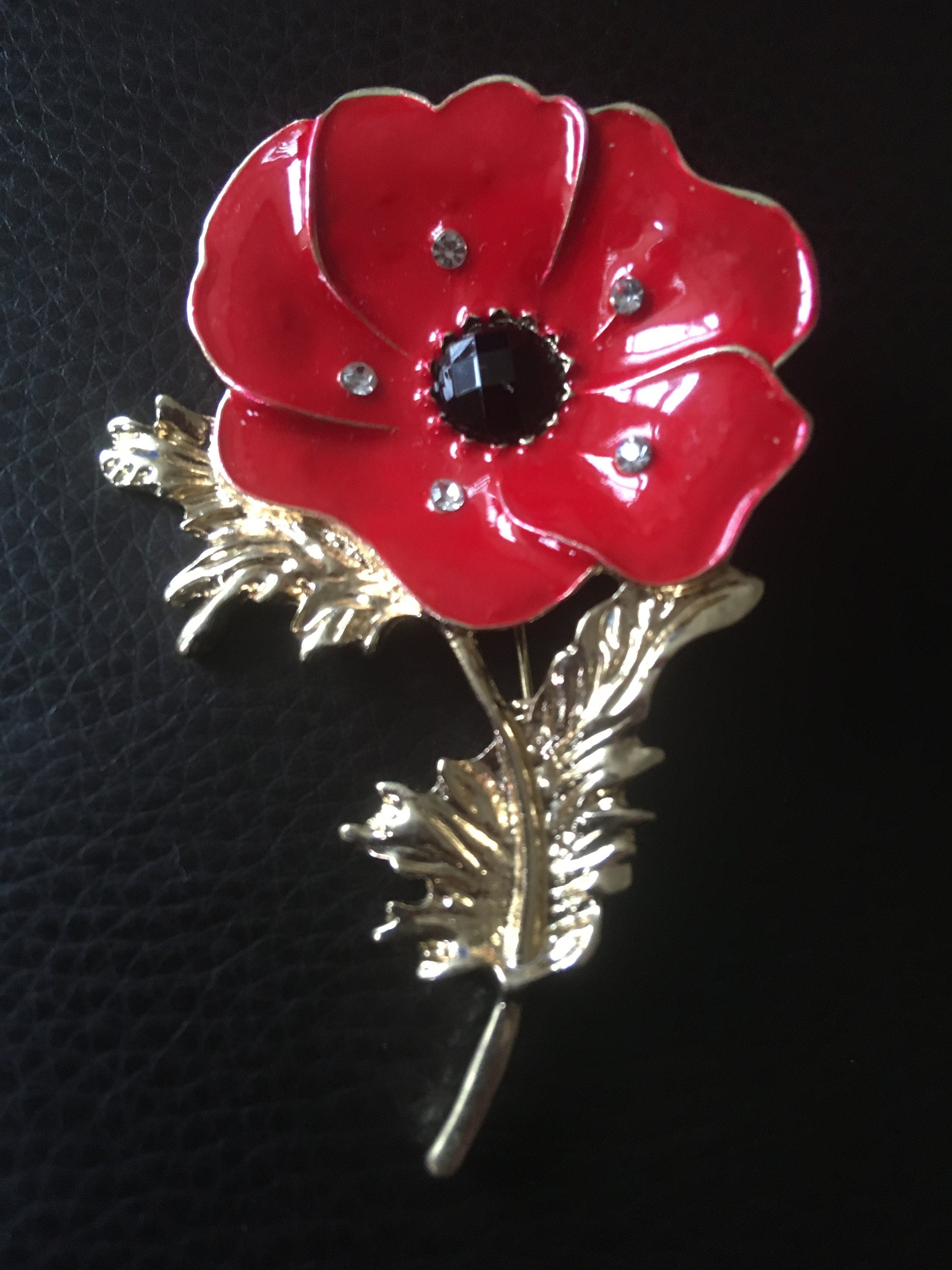 Golden FENICAL 3pcs Poppy Flower Brooch Alloy Badge Brooches Pin Collar Poppy Day Jewelry Gift 