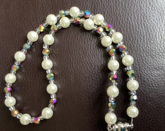 PEARL RAINBOW NECKLACE 18 inches with magnetic clasp