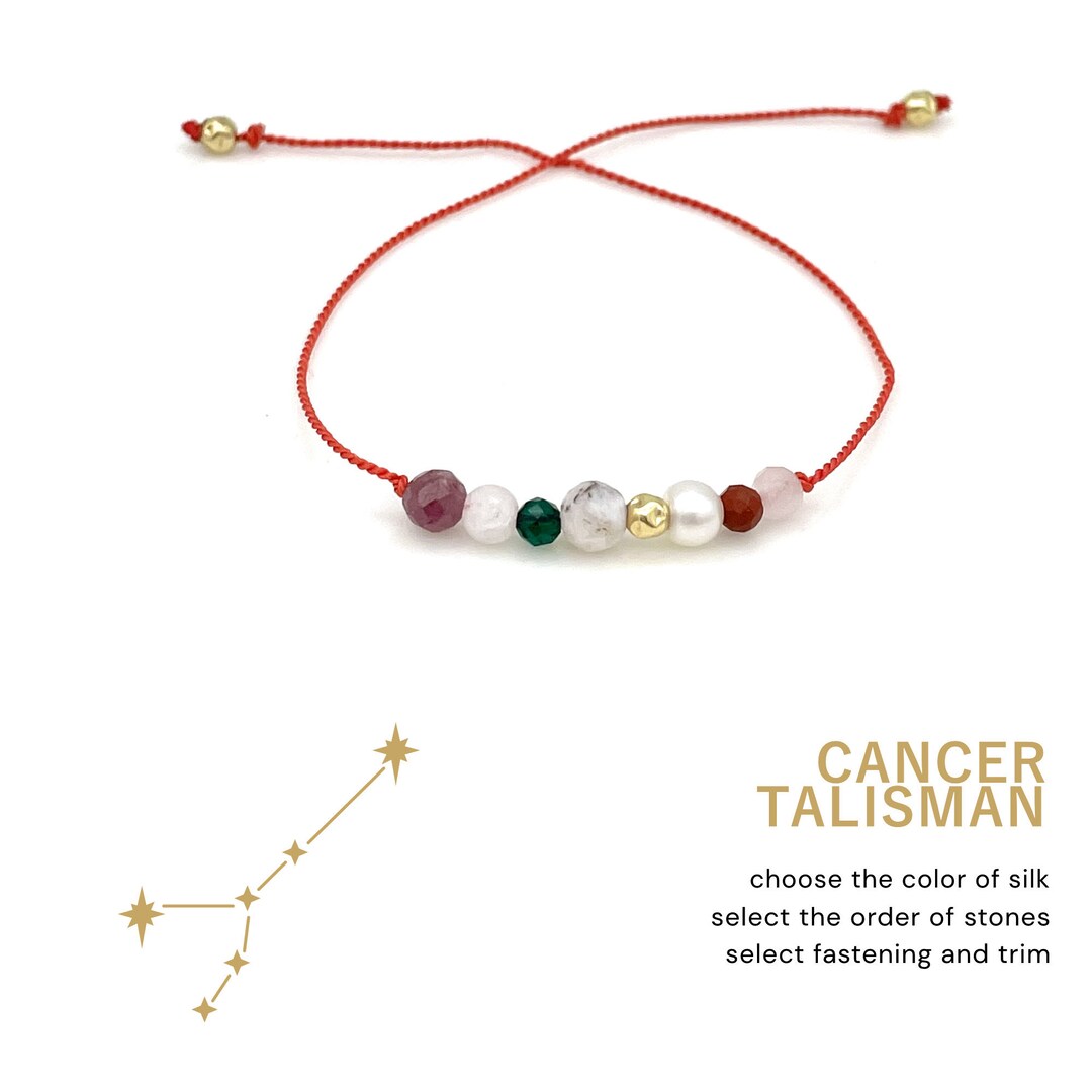Cancer Zodiac Sign Bracelet, Astrology Crystals, Zodiak Stone