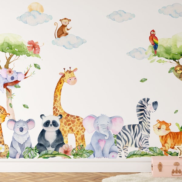 Jungle wall decal - Safari nursery wall decals - Animal wall decal - Jungle wall sticker chambre bebe - African animals