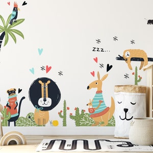 54 Elements Jungle Animals Wall Decals for Kids - Australian Animals Nursery Wall Stickers - Safari Animal