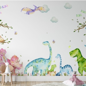 Dinosaur wall decal | Baby wall stickers | Nursery dino decor for kids boys/girls | L - XL - XXL