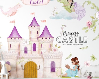 Décalcomanie murale château de princesse / chambre de chambre de filles / autocollant / autocollant mural pour bébé fille