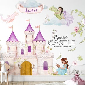 Décalcomanie murale château de princesse / chambre de chambre de filles / autocollant / autocollant mural pour bébé fille