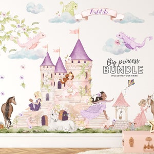 Princess Wall Stickers - Princess Castle Wall Decal - Fairy Wall Decal - Peel and Stick
