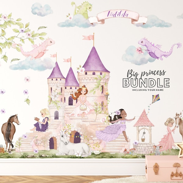 Princess Wall Stickers - Princess Castle Wall Decal - Fairy Wall Decal - Peel and Stick