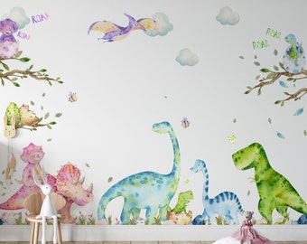 Dinosaur wall decal | Baby wall stickers | Nursery dino decor for kids boys/girls | L - XL - XXL