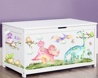 Dino Spielzeugbox Aufkleber - Spielzeugbox Dekoration - Spielzeug Aufbewahrung Etiketten Spielzimmer Kidsroom Kinderzimmer - Toybox Aufkleber Vinyl Decals - Dinosaurier Spielzeugbox
