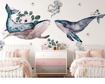 Whale wall decal - Ocean Sea nursery decor for kids room