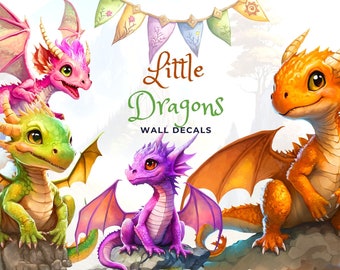 Stickers muraux dragons pour chambre d'enfant, stickers muraux pour chambre d'enfant