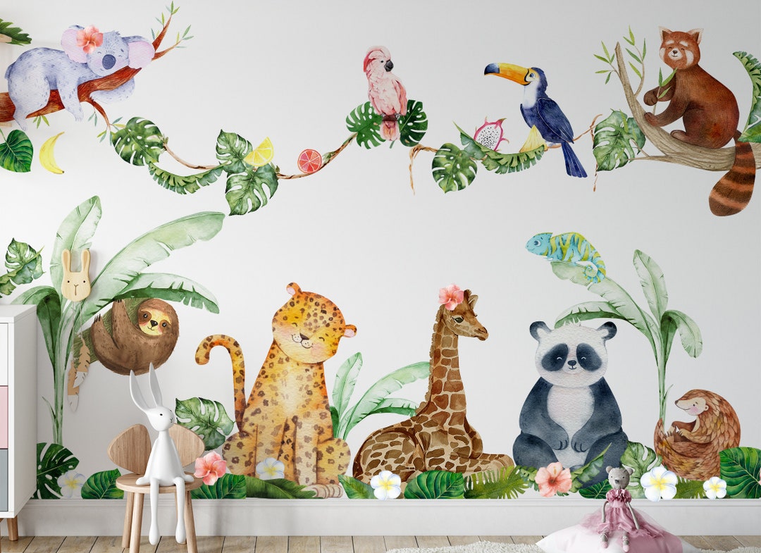 Jungle Nursery Decor Jungle Wall Decal for Kid Safari Wall Sticker Baby