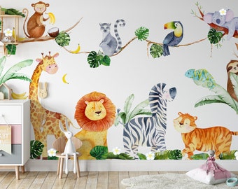 Jungle Animals Wall Decals for Nursery - Animals Stickers for Wall-Safari Animals WallStickers - Big Wall Decal - Safari animals Set kids