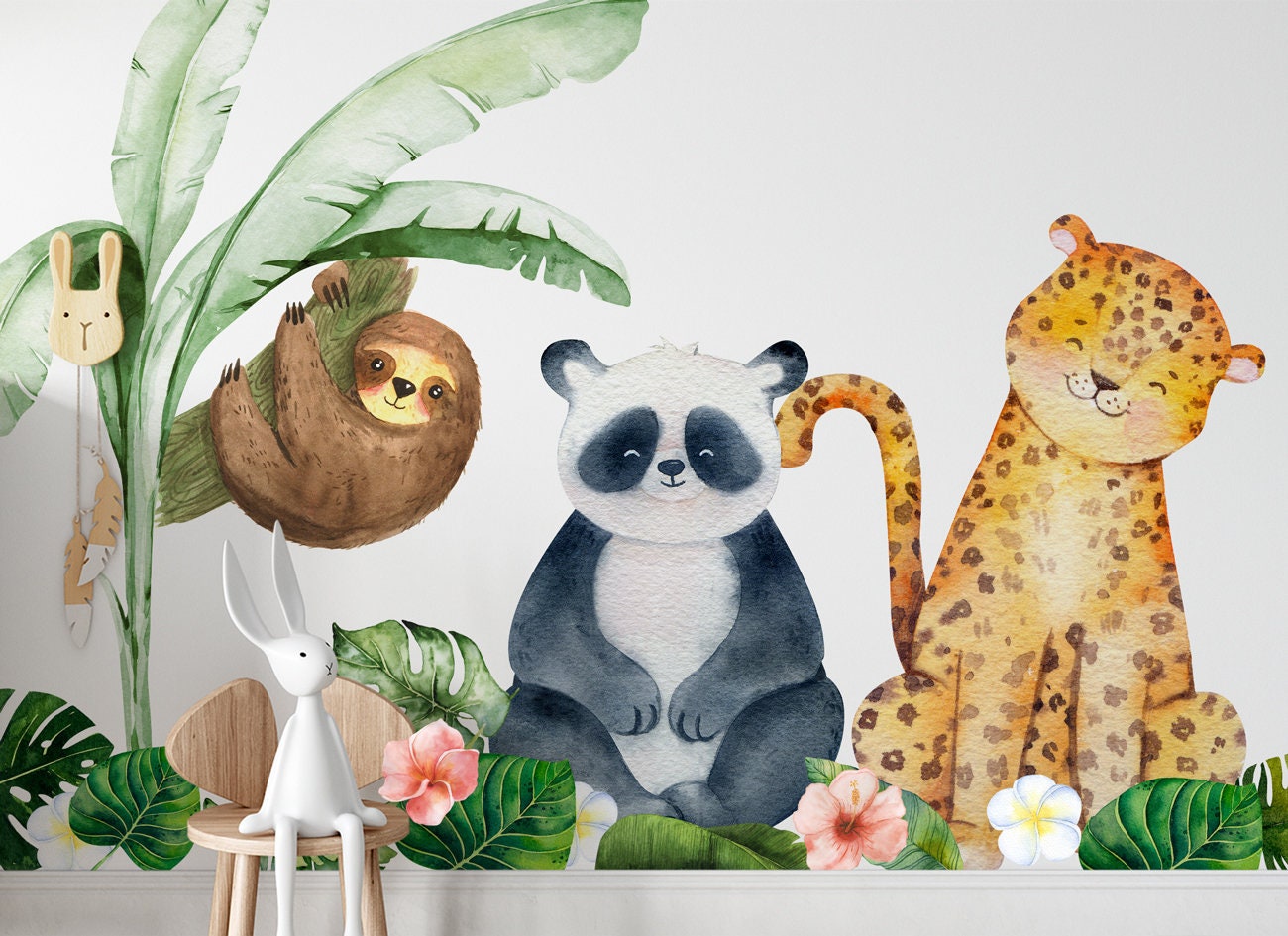 Kits de Stickers Jungle Bébé pour Décoration Murale