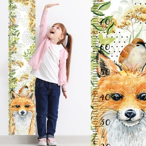 Aquarel kwekerij groei grafiek-liniaal muur sticker-hoogte grafiek voor kinderen-jongens en meisjes-kwekerij groei grafiek-cm/inch hoogte meter
