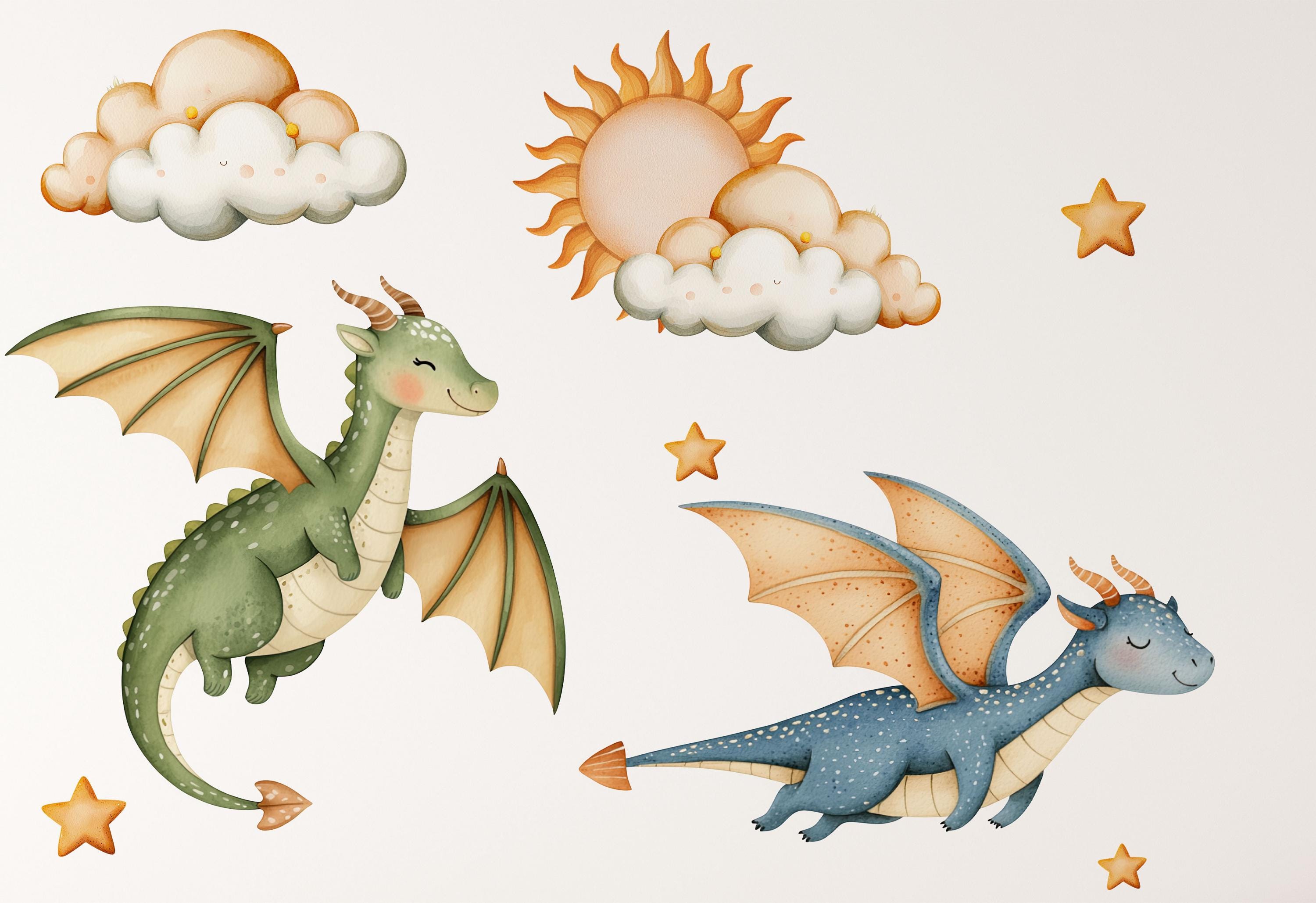 Baby Dragons Wall Decal for Kids Room | Fantasy Castle Nursery Wall ...