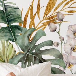Boho Wall Decals - Palm Leaves - Watercolor Tropical - Nursery Decor - Garden Boho Flower