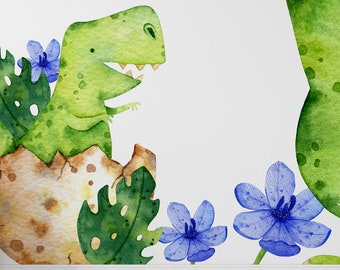 Decalcomanie da muro Dino per camera dei ragazzi - Decalcomanie da muro di dinosauro acquerello - Nursery T-rex & Pterodattilo Wall Stickers - Tirannosauri per la camera da letto dei ragazzi