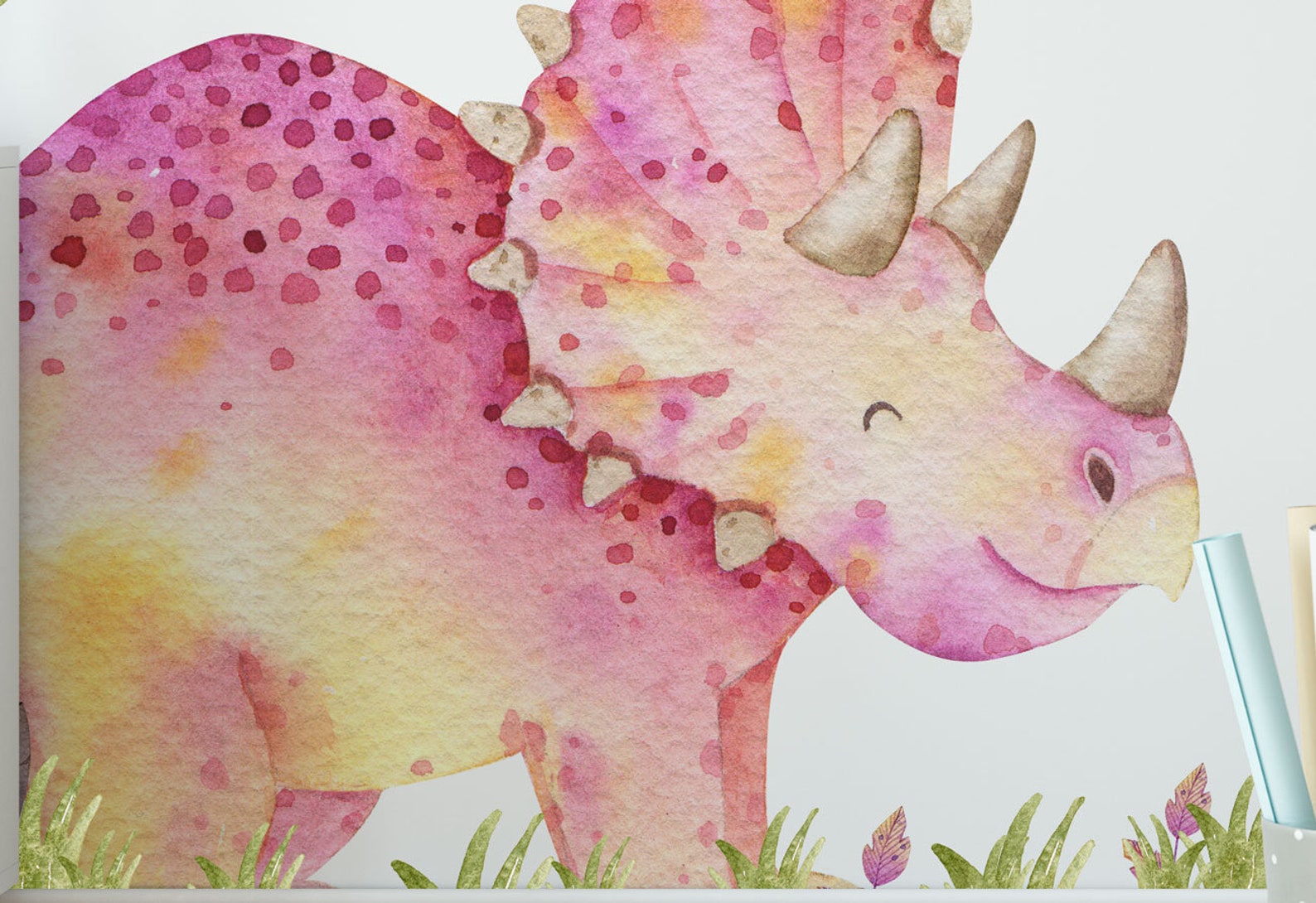 190 Elements Pink Dinosaur Wall Decals for Girls Room Etsy