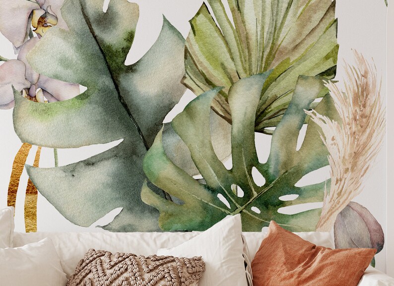 Boho Wall Decals Boho Leaves Wall Decals Watercolor Etsy Australia