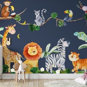 Jungle Animal Nursery Wall Decal Animals Stickers for Wall Safari Animals Decal Zoo Animal Decals Nursery Wall Decor afbeelding 7