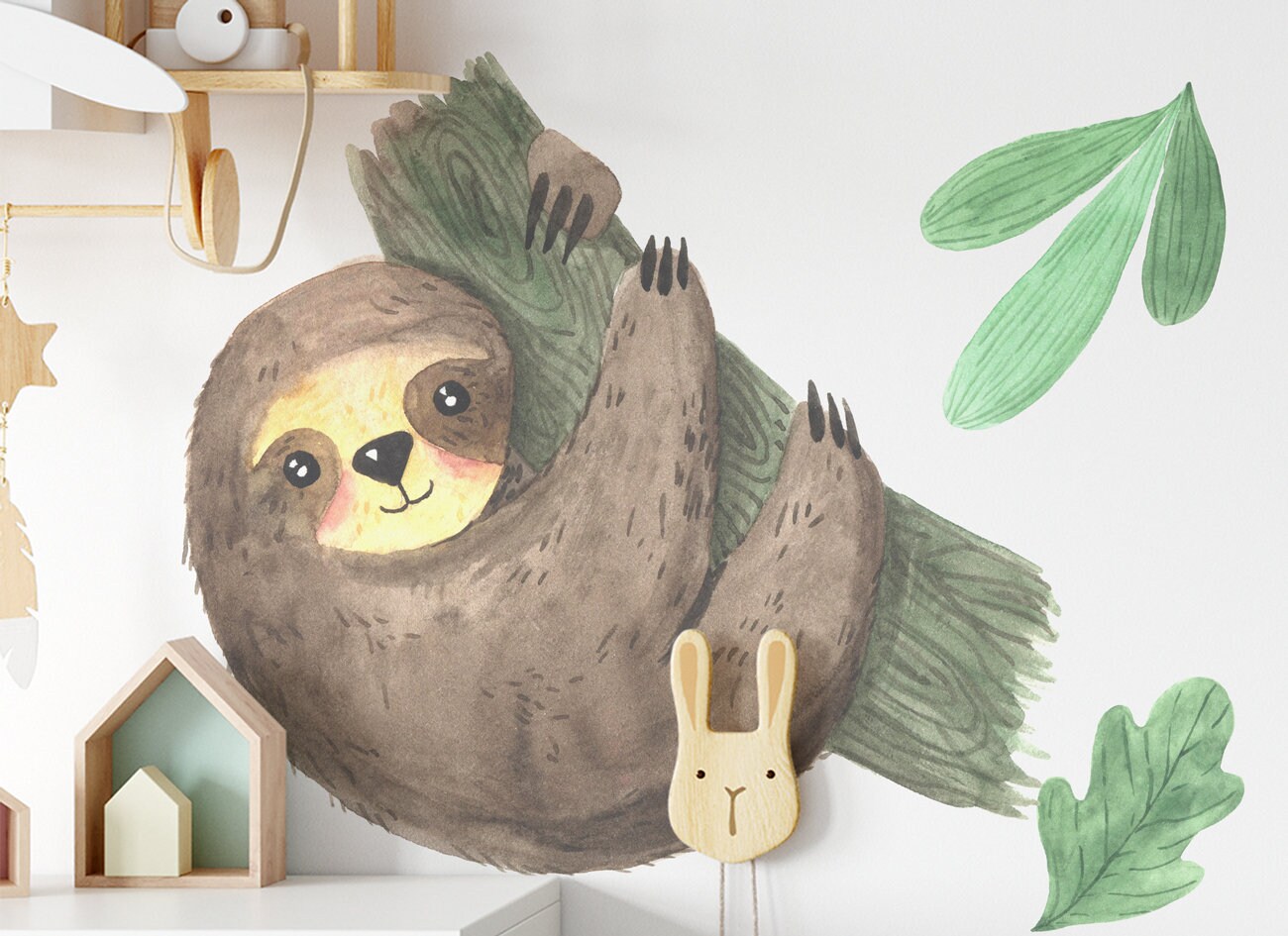 Sloth Wall Art Decal Sloth With Branch Wall Decal Jungle Etsy UK