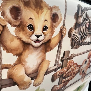 Väggdekorationer med safaridjur på gungor: Djungelbarnrumsdekor bild 10