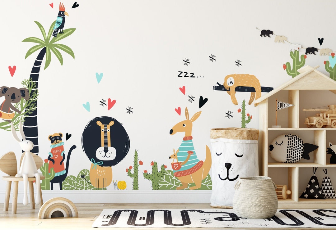 Colorful Jungle Animal Nursery Wall Decals: Safari Nursery Decor ...