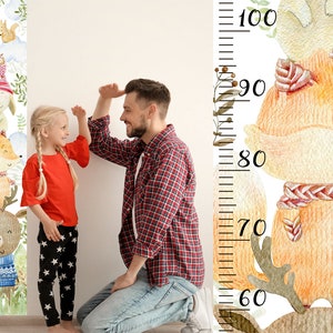 Aquarel Hoogte Grafiek voor Kinderen - Kwekerij Groei Grafiek Liniaal Muur Sticker voor Jongens en Meisjes - Kwekerij Groei Grafiek - Cm/Inch Hoogte Meter