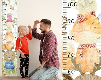 Groeigrafiek aquarel bosdieren: muursticker kinderkamer