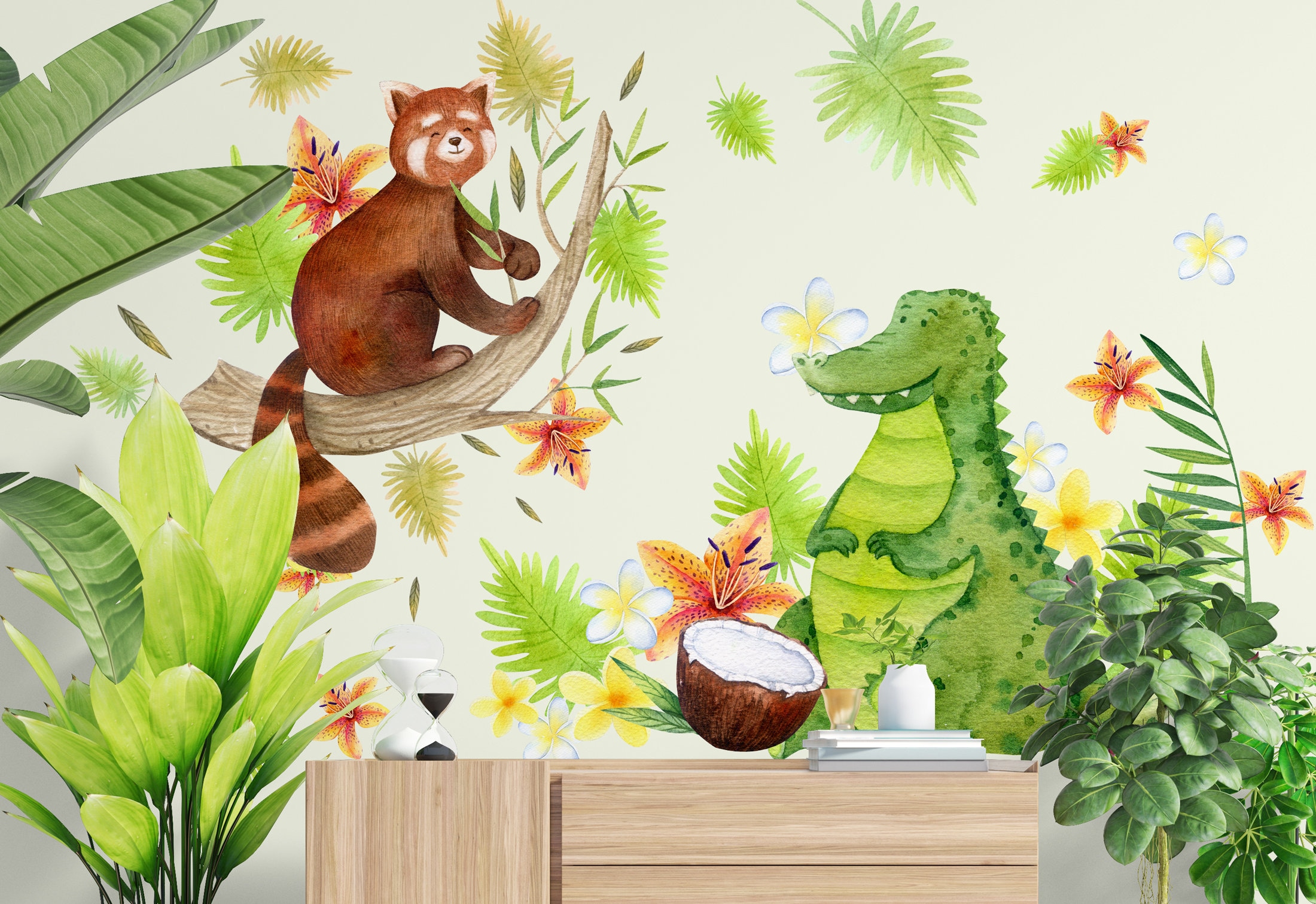 Watercolor Jungle Animals Wall Decals: Nursery Safari Stickers - Etsy