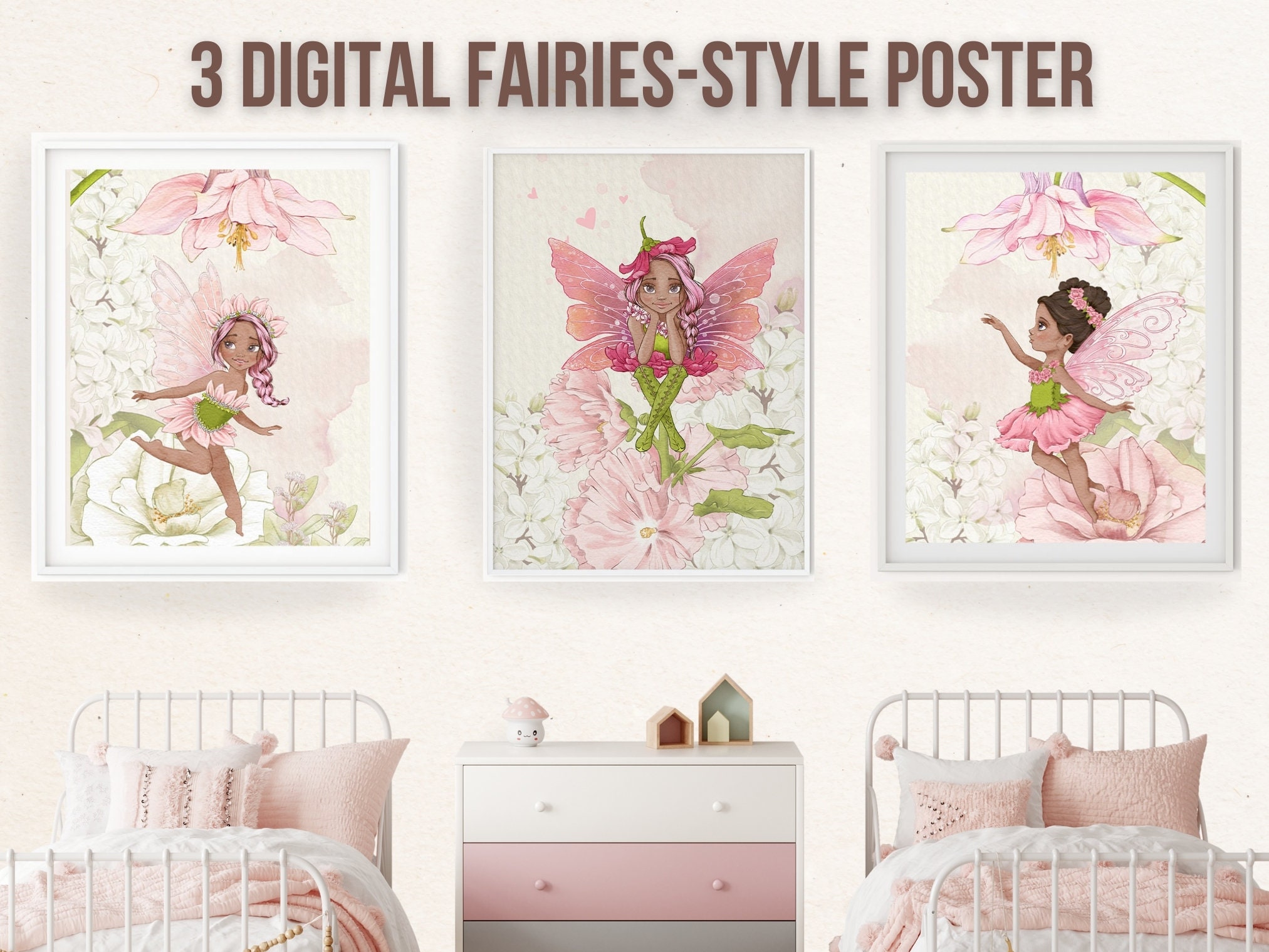 Fairy Nursery Wall Decals: Pastel Girls Bedroom Decor, Removable Vinyl ...