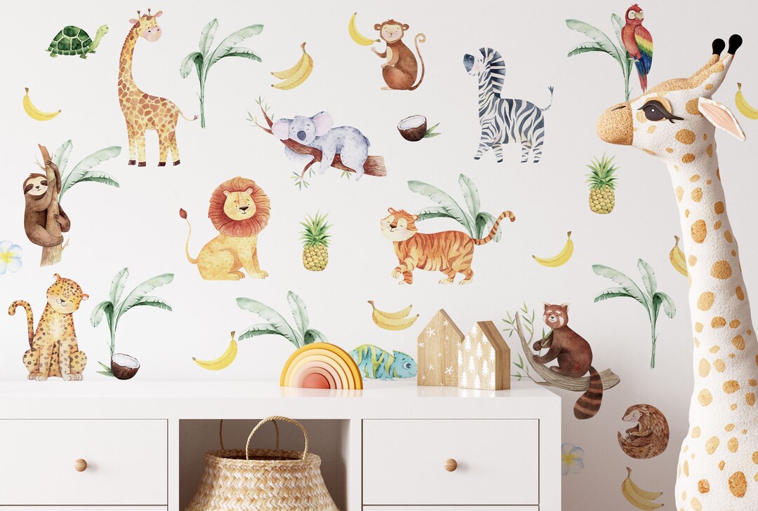 Safari Animal Wall Decals: Jungle Nursery Decor Stickers - Etsy