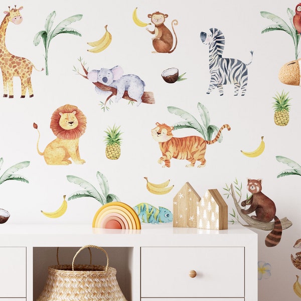 Safari Animal Wall Decal - Jungle Nursery Decal - Stickers Jungle - Animal Decals for Nursery