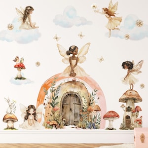 Adesivo da parete con fata - Adesivi per cameretta delle bambine - Decorazioni per la cameretta dei bambini - Adesivi per cameretta delle fate per bambine - Adesivi con fata facili da applicare