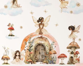 Fairy Wall Sticker - Rainbow Girl's Nursery Decals - Peel and Stick Kids Room Decor - Fairy Room Stickers for Baby Girl