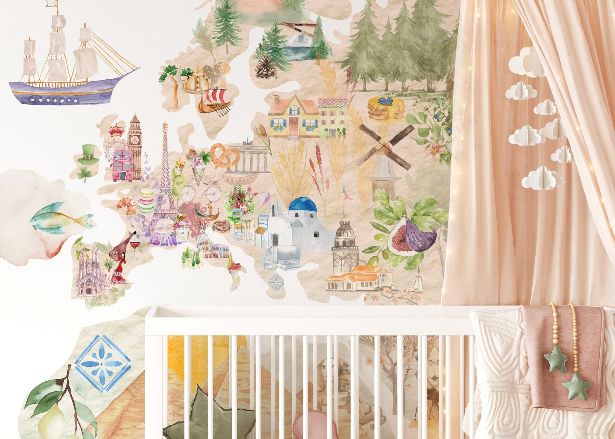 ANIMAL WORLD MAP Wall Decal for Kids Room Nursery Wall Etsy