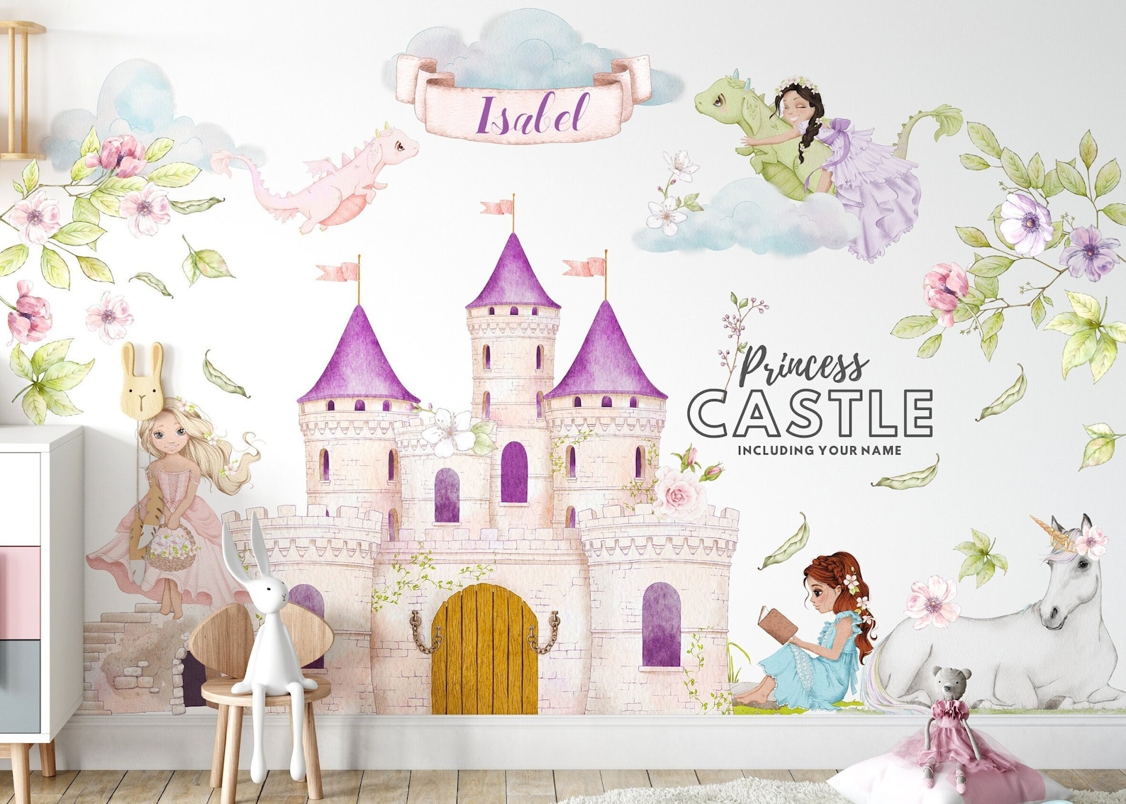 Princess Castle Wall Decal / Girls Nursery / Peel and Stick / Wall ...