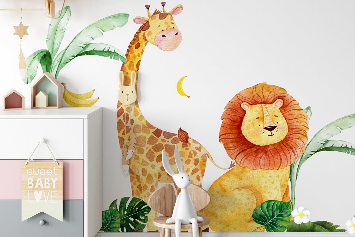 Jungle Animals Wall Decals for Nursery Animals Stickers for Etsy