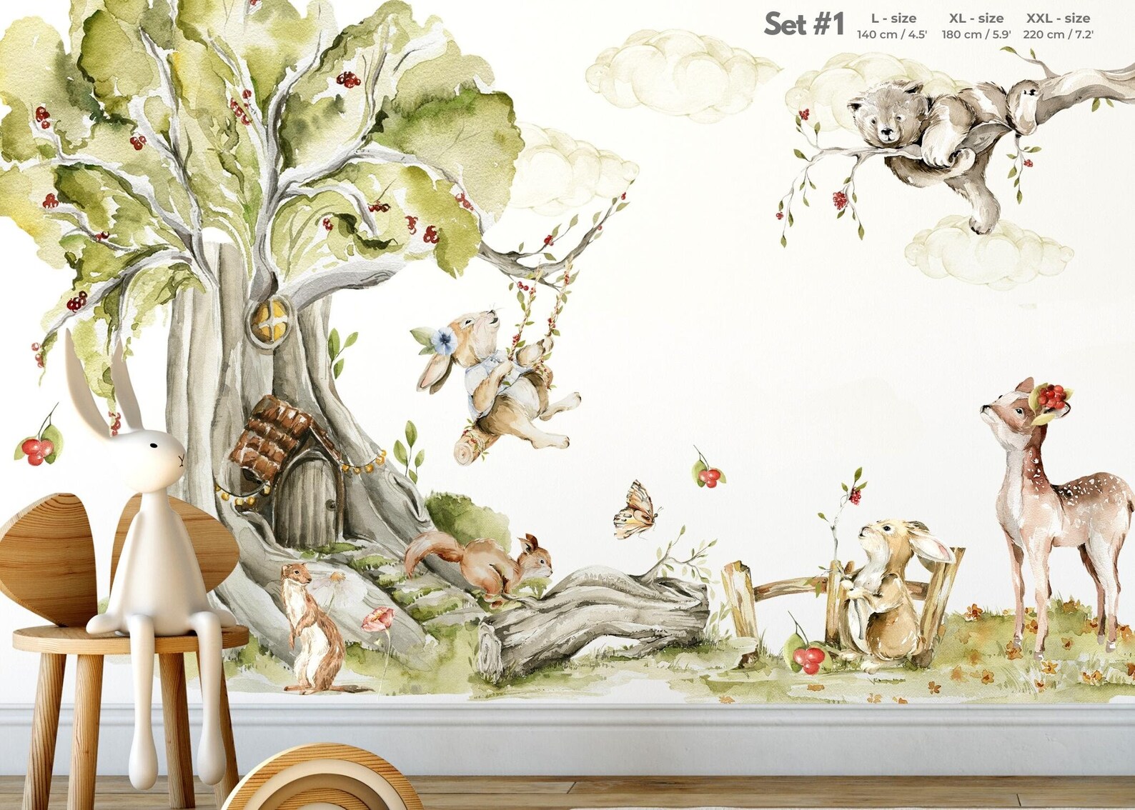 Woodland Nursery Wall Decal Forest Animals Wall Sticker Etsy