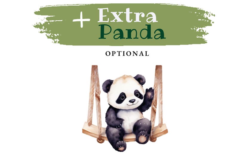 Väggdekorationer med safaridjur på gungor: Djungelbarnrumsdekor + Extra Panda