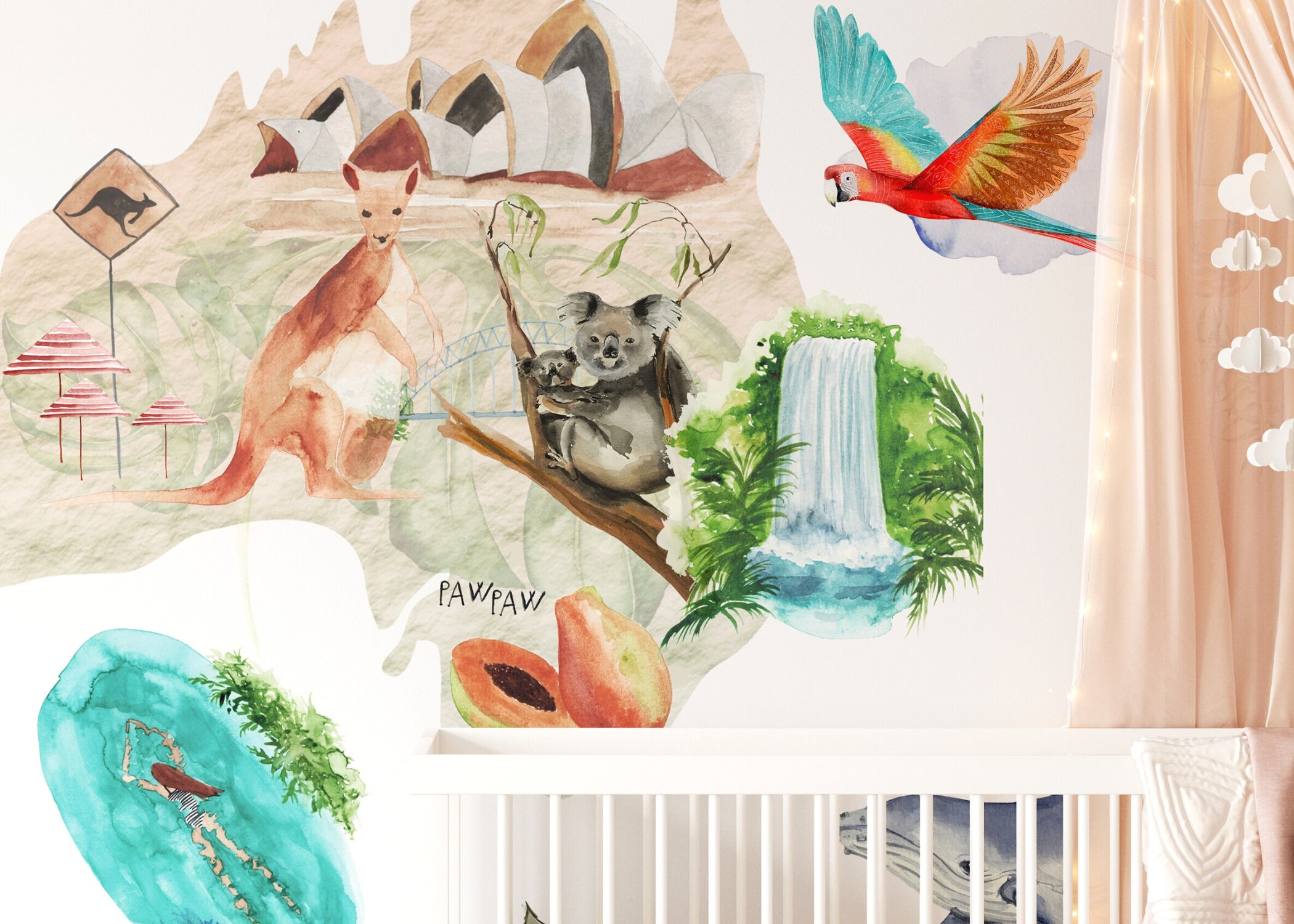 ANIMAL WORLD MAP Wall Decal for Kids Room Nursery Wall Etsy