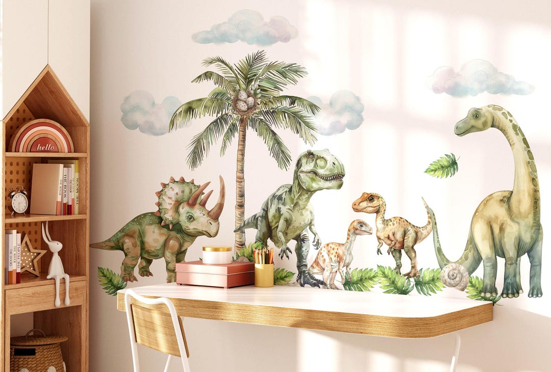 Watercolor Dinosaur Wall Decals: Kids Room Decor - Etsy