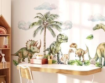 Watercolor Dinosaur Wall Decals: Kids Room Decor
