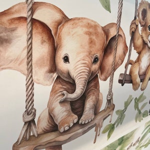 Väggdekorationer med safaridjur på gungor: Djungelbarnrumsdekor bild 9