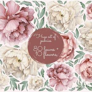 Watercolor Peony Wall Decal Set: Vintage Floral Nursery Decor