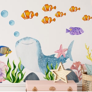 Ocean Animals Wall Decal Nursery Undersea Wallsticker Sea Animals Decals Nautical Nursery Decor Peel and Stick image 2